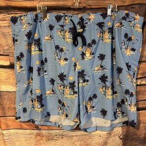 Bluey Men's 3XL Tropical Swim Trunks Suit Beach Board Shorts Bluey & Bingo